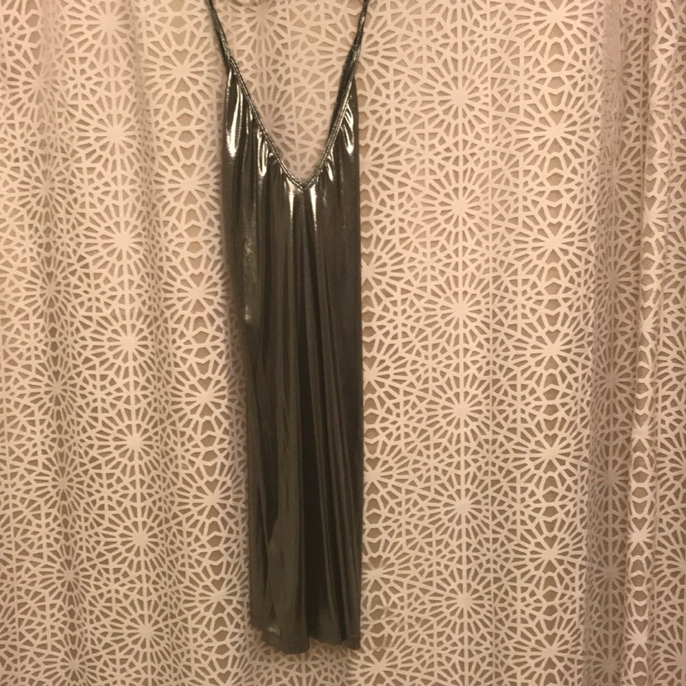 Silver metallic mini dress